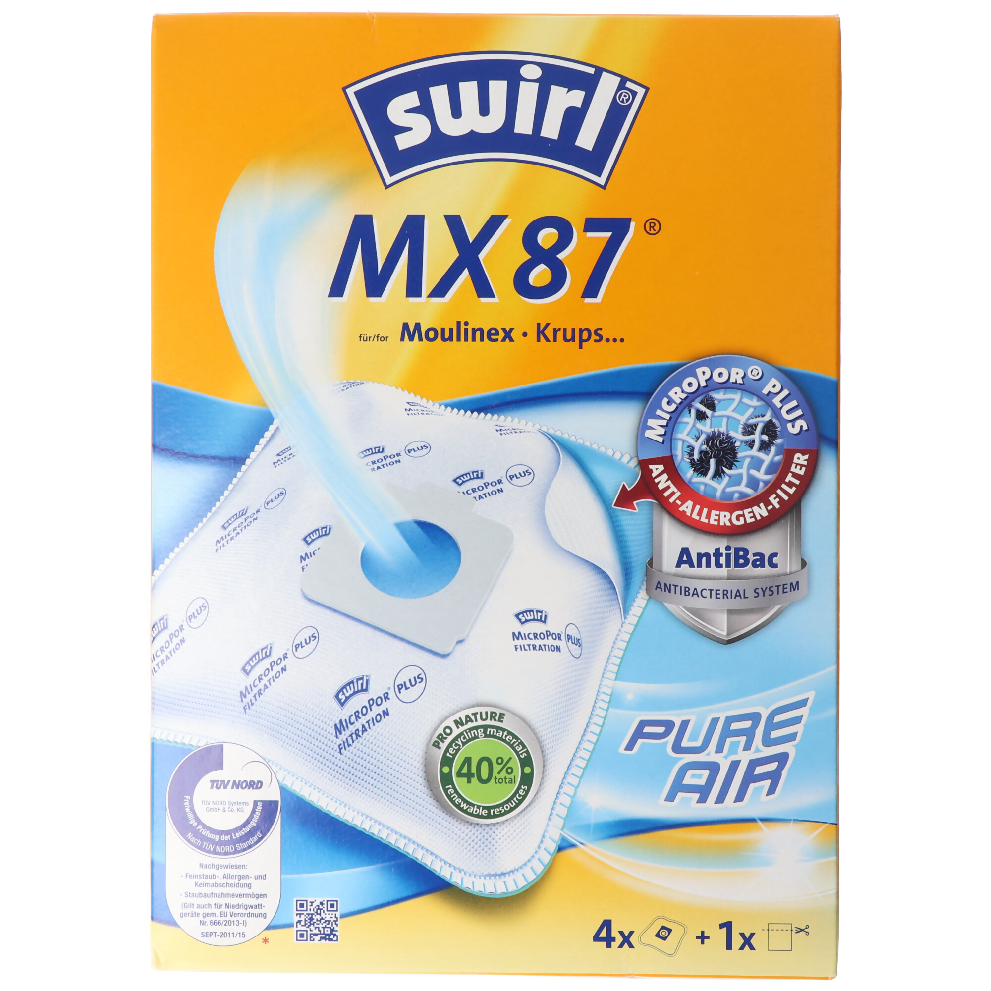Swirl Staubsaugerbeutel MX87 MicroPor Plus für Moulinex und Krups Staubsauger