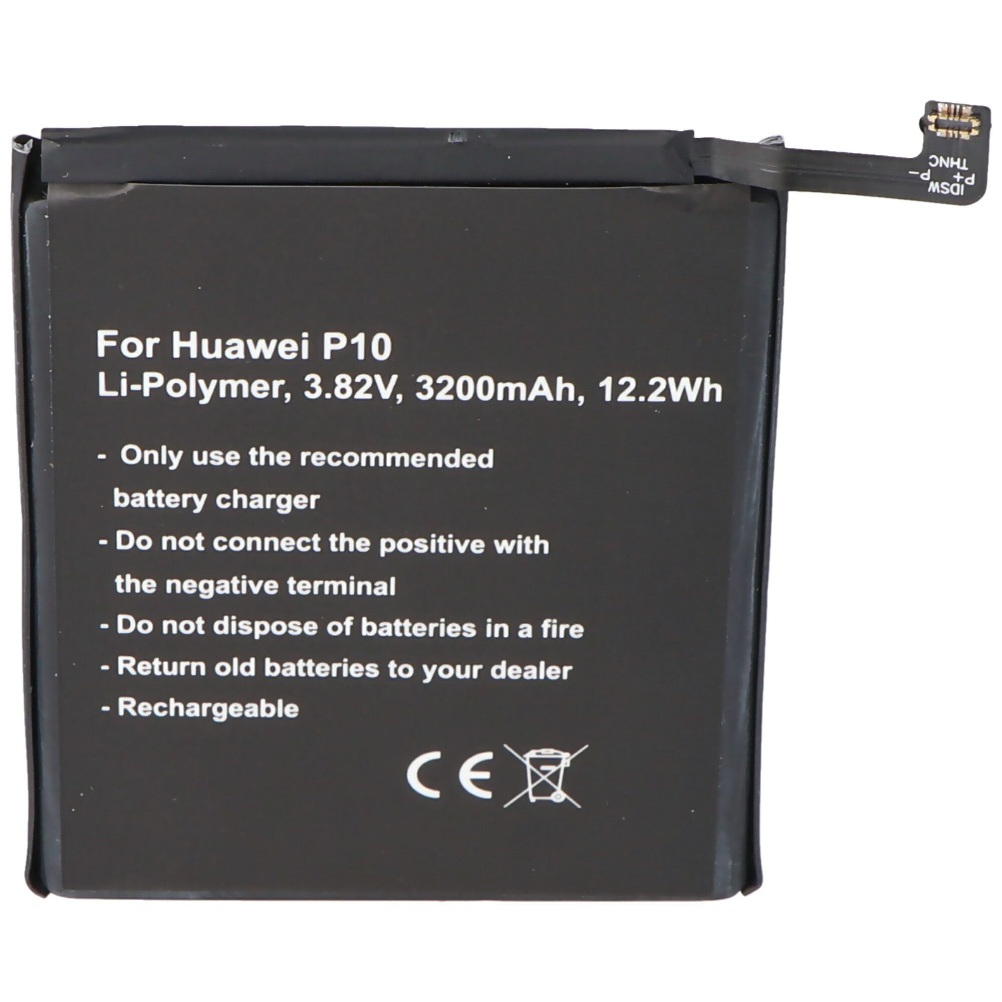 Akku passend für Huawei P10, Li-Polymer, 3,82V, 3200mAh, 12,2Wh, built-in, ohne Werkzeug