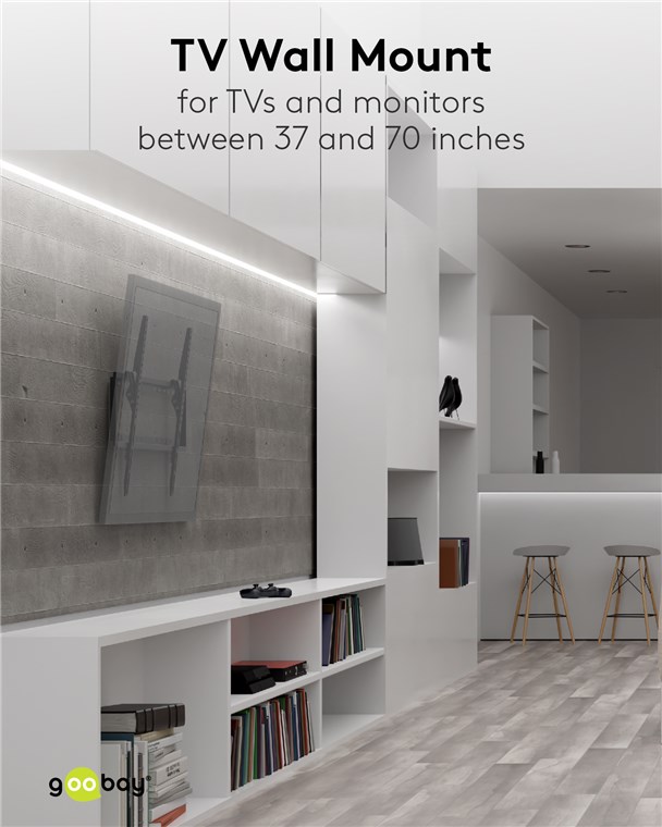 Goobay TV-Wandhalterung Basic TILT (L) - Halterung für Fernseher von 37 bis 70 Zoll (94-178 cm), neigbar bis 35 kg