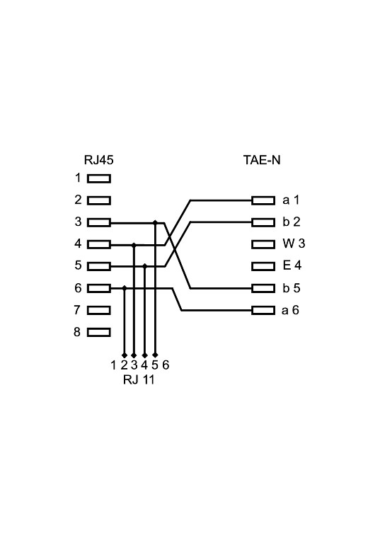 Goobay TAE Telefon Adapter Stecker - RJ45-Stecker (8P8C) > TAE-N-Buchse + RJ11/RJ14-Buchse (6P4C)