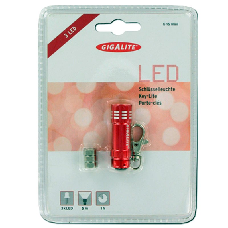 LED Leuchte für den schlüsselanhänger mit 3 weißen LED, Farbe rot