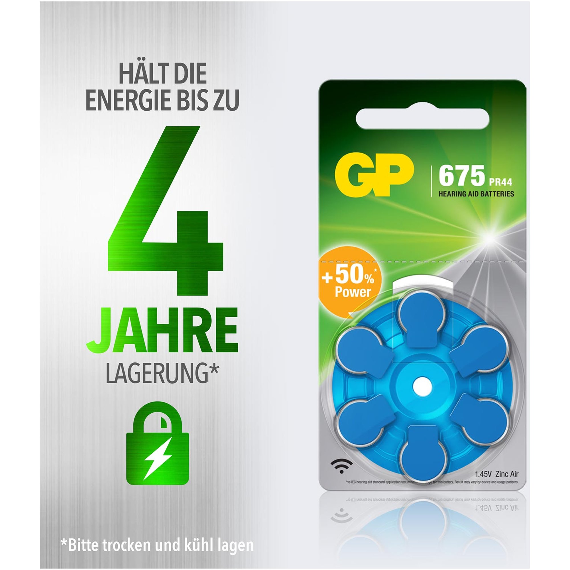 ZA675 GP Zink-Luft Hörgerätebatterie 1,4V 6 Stück