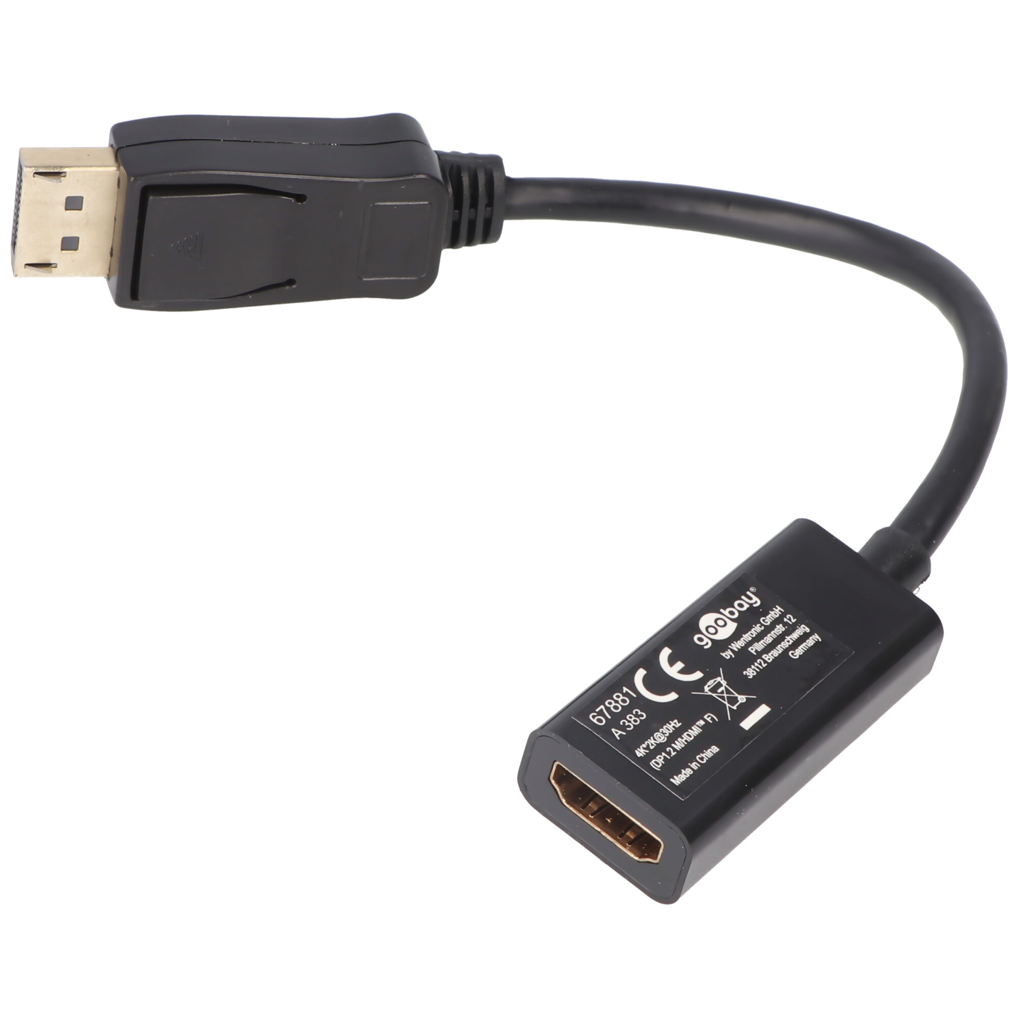 DisplayPort/HDMI Adapterkabel 1.2, vergoldet DisplayPort-Stecker > HDMI-Buchse (Typ A)