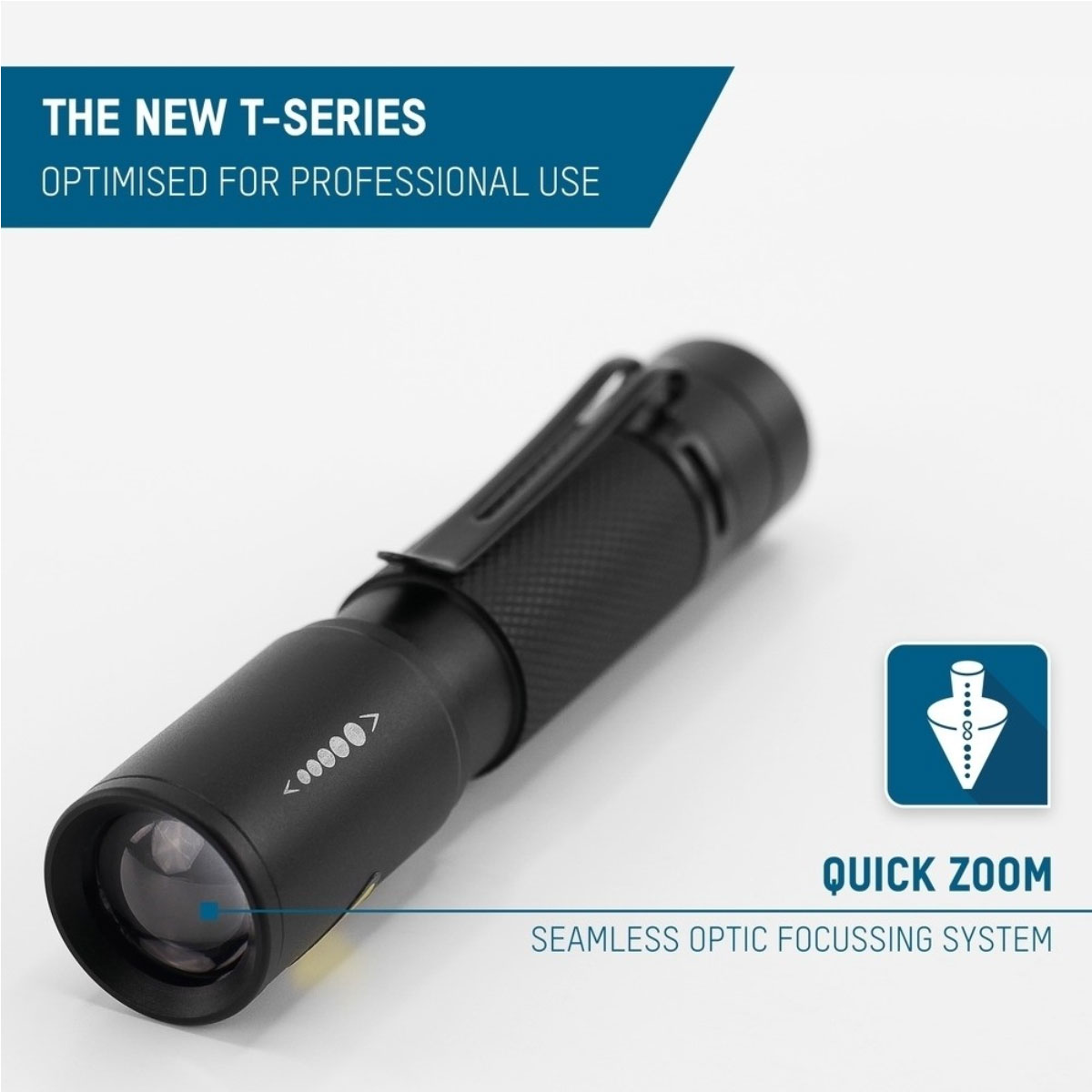 Ansmann Professionelle LED-Taschenlampe mit stufenloser Fokussierung inklusive Alkaline Mignon AA Batterie und abnehmbarem Gürtelclip