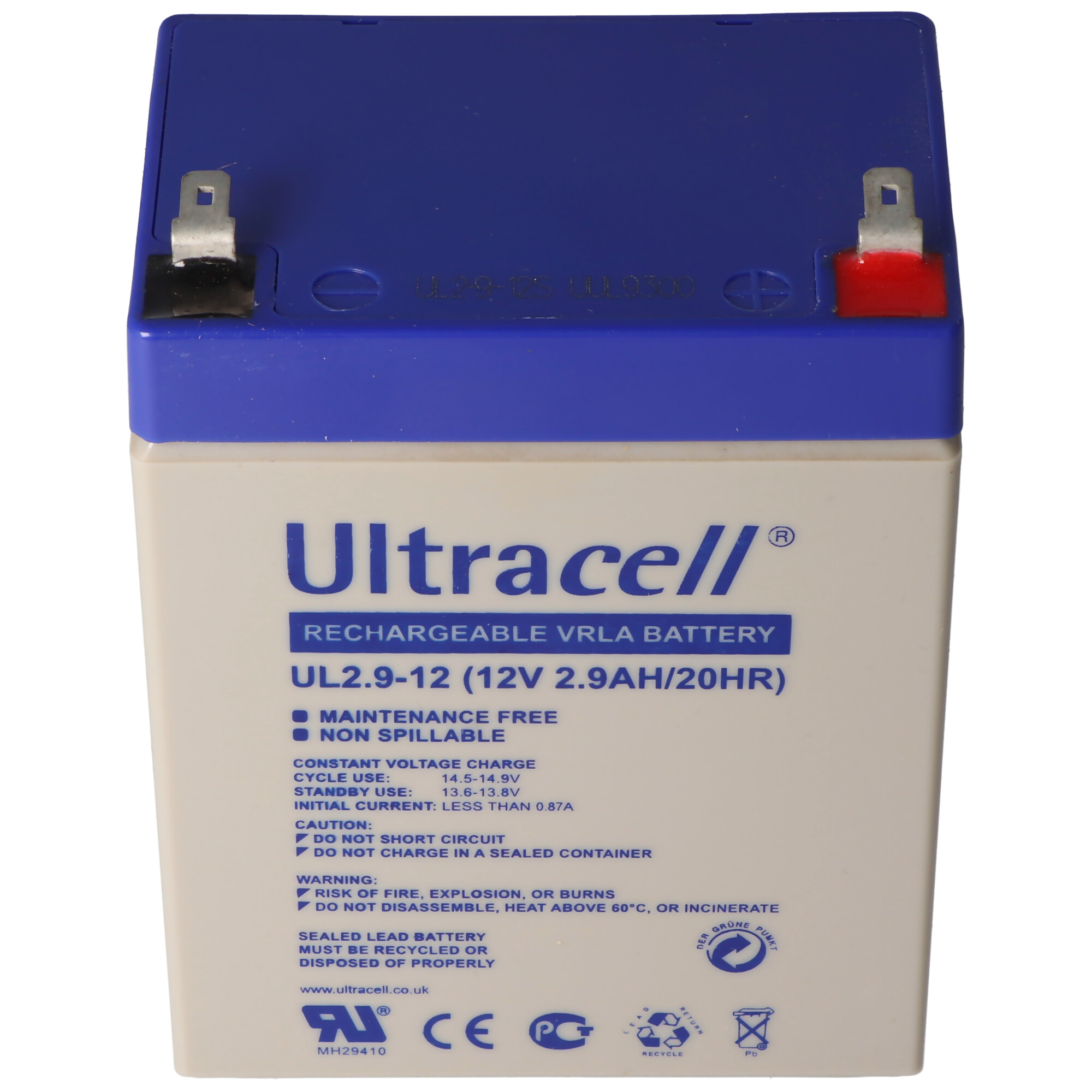 Ultracell UL2.9-12 12V 2,9Ah Bleiakku AGM Blei Gel Akku 4,8mm Steckkontakte