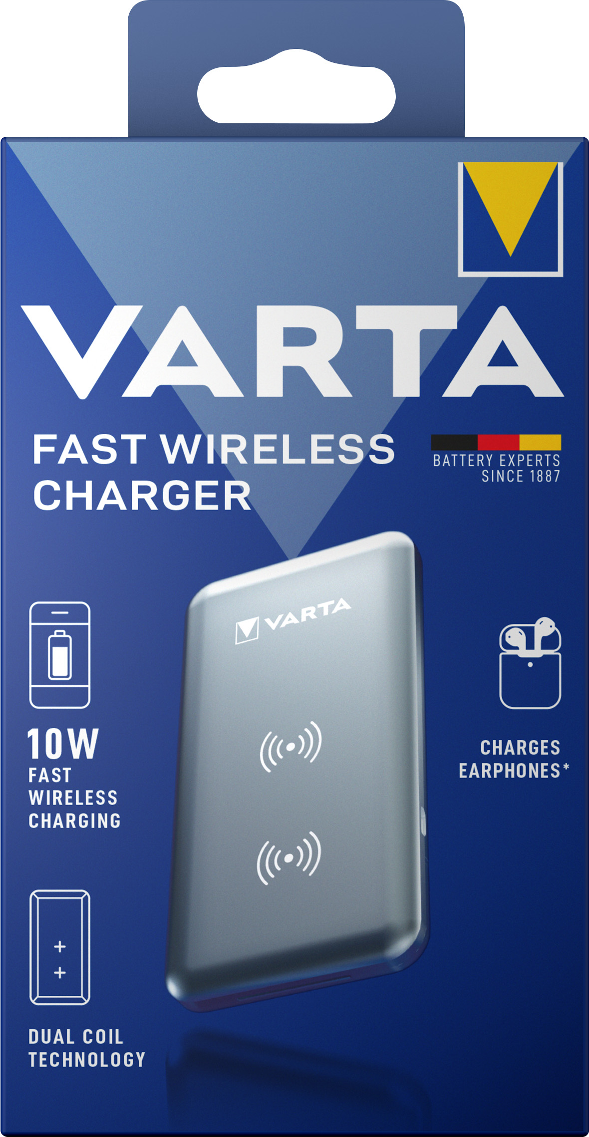 Varta Fast Wireless Charger, Qi, 5V/9V, silber USB Micro-B
