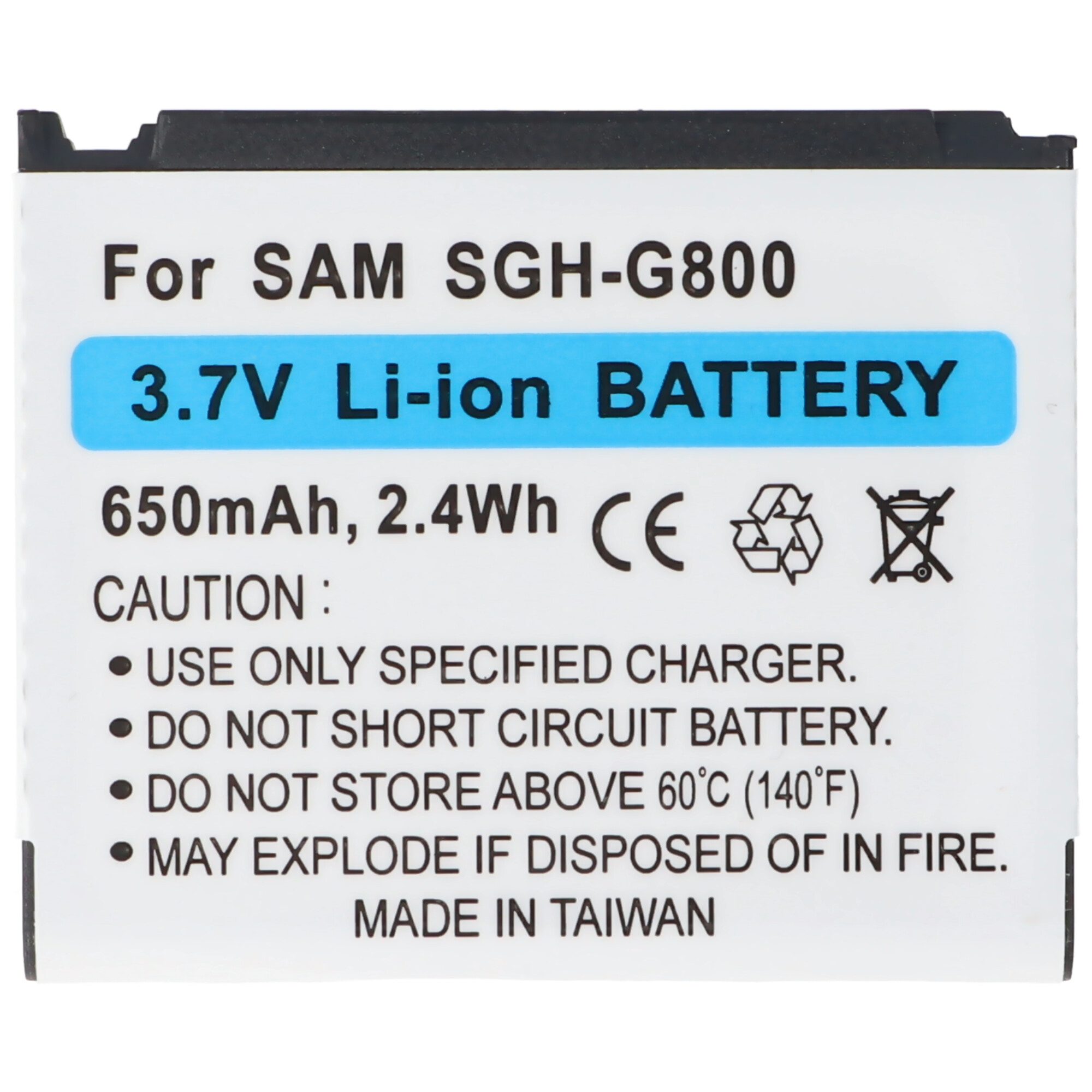 Akku passend für Samsung SGH G800, Li-Ion, 3,7V, 650mAh, 2,4Wh