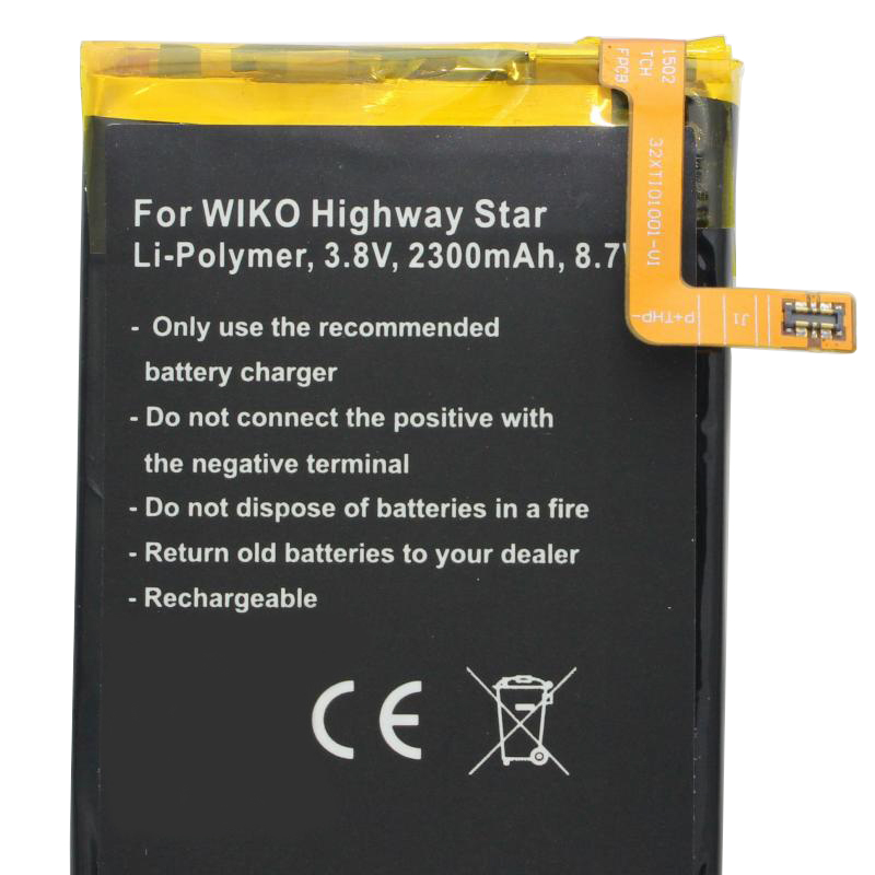 Akku passend für den Wiko Highway Star Akku, Highway Star 4G Dual SIM Akku TLP15016 Abmessungen ca. 112.10 x 41.70 x 3.20mm