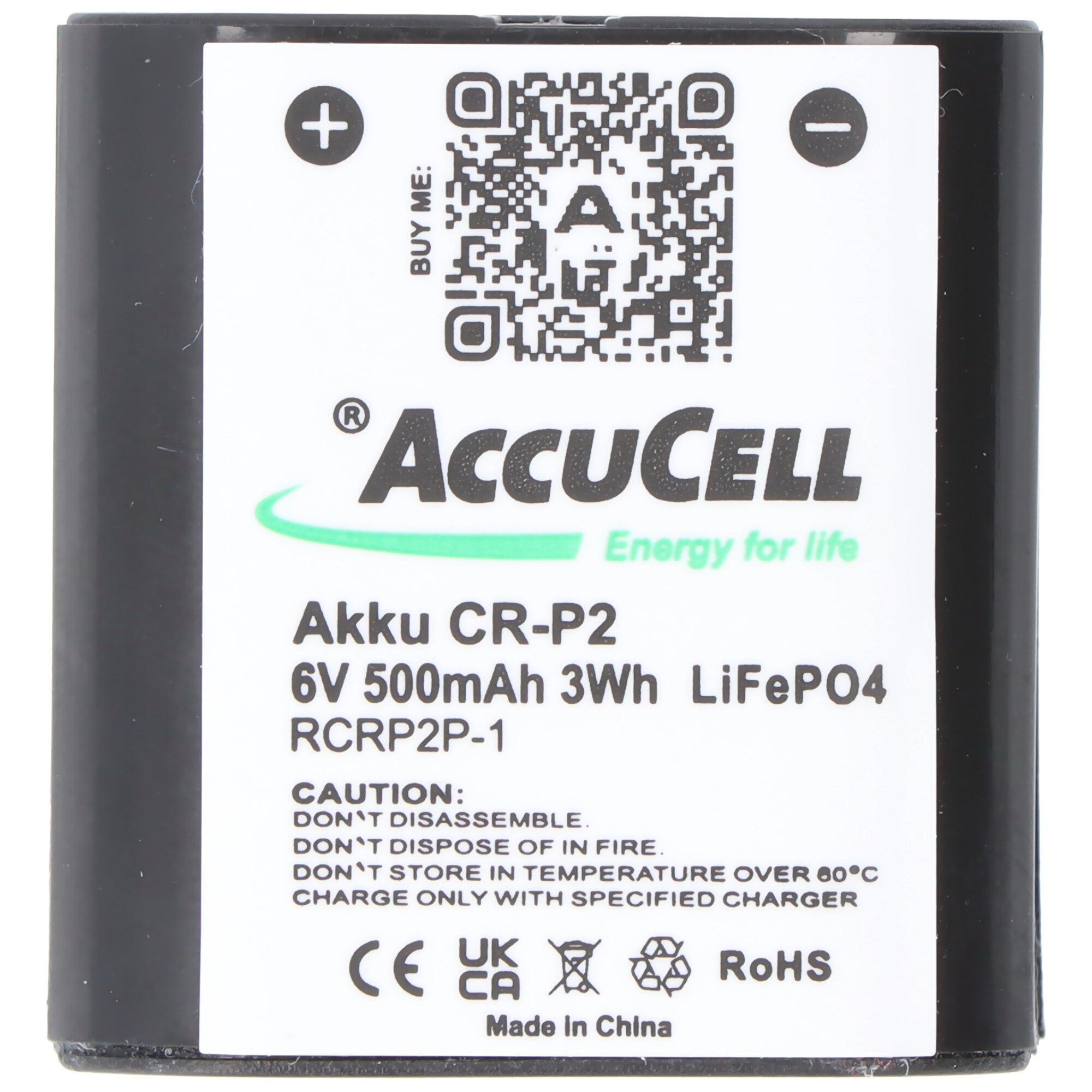 Akku CR-P2 der aufladbare LiFePo4 Akku CRP2 CR-P2 Batterie wiederaufladbar 6 Volt