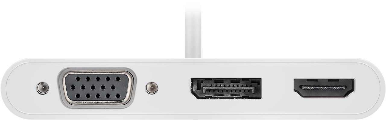 Goobay USB-C™ Multiport-Adapter VGA+DP+HDMI™ - erweitert ein USB-C™-Gerät um einen HDMI™-, einen DisplayPort und einen VGA-Anschluss