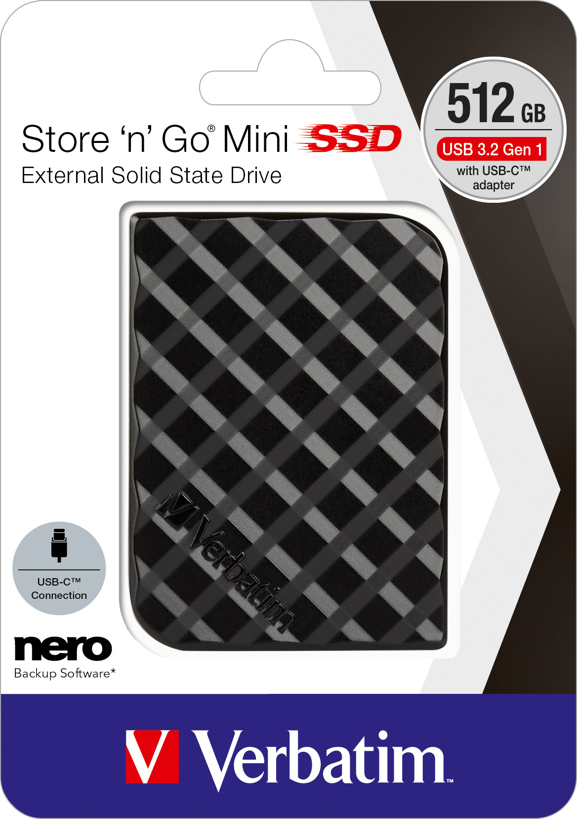 Verbatim SSD 512GB, USB 3.2, Typ A-C, Mini Store´n´Go Mini, (R) 450MB/s, (W) 420MB/s, Retail
