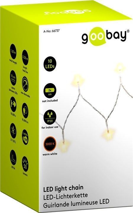 Goobay 10er LED-Lichterkette, batteriebetrieben - Stimmungsvolle Leuchtdekoration für den Innenbereich