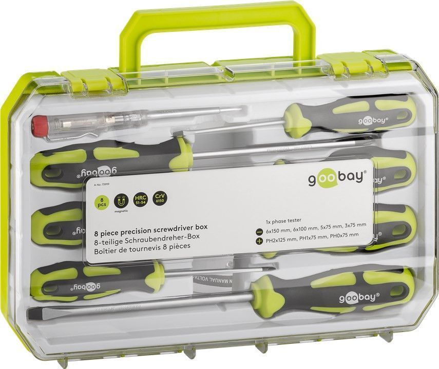 Goobay 8-teilige Schraubendreher-Box - für alle gängigen Schraub- und Montagearbeiten
