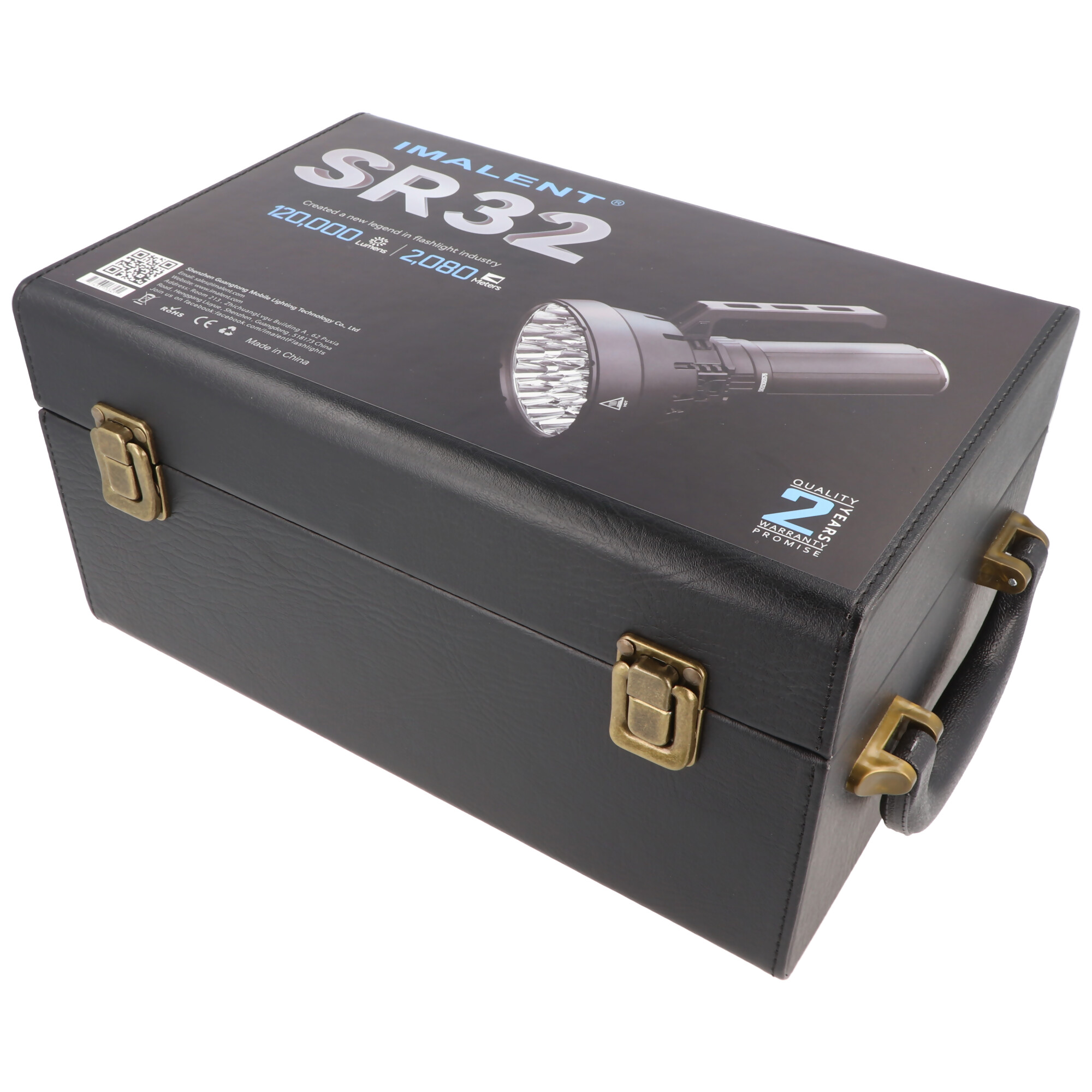 Imalent SR32 LED Taschenlampe mit 120.000 Lumen, ausgestattet mit 32 Stück CREE XHP50.3, Lieferung inklusive Akkupack, USB-C Lademöglich, mit Powerbankfunktion