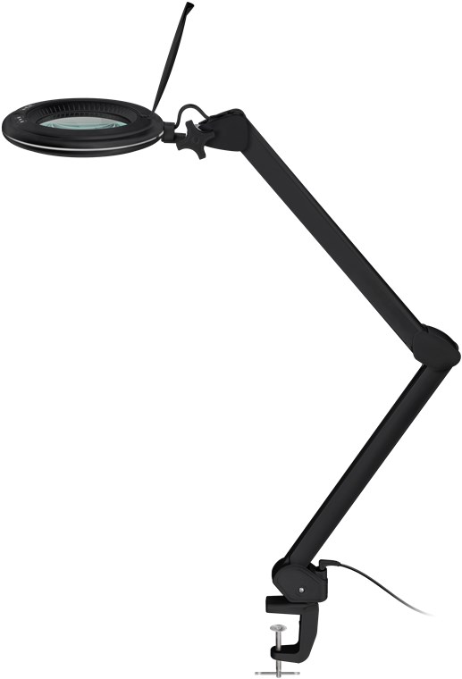 Goobay LED-Klemm-Lupenleuchte, 10 W, schwarz - 800 lm, Helligkeit & Lichtfarbe einstellbar, 127 mm Glaslinse, 1,75-fache Vergrößerung, 3 Dioptrien