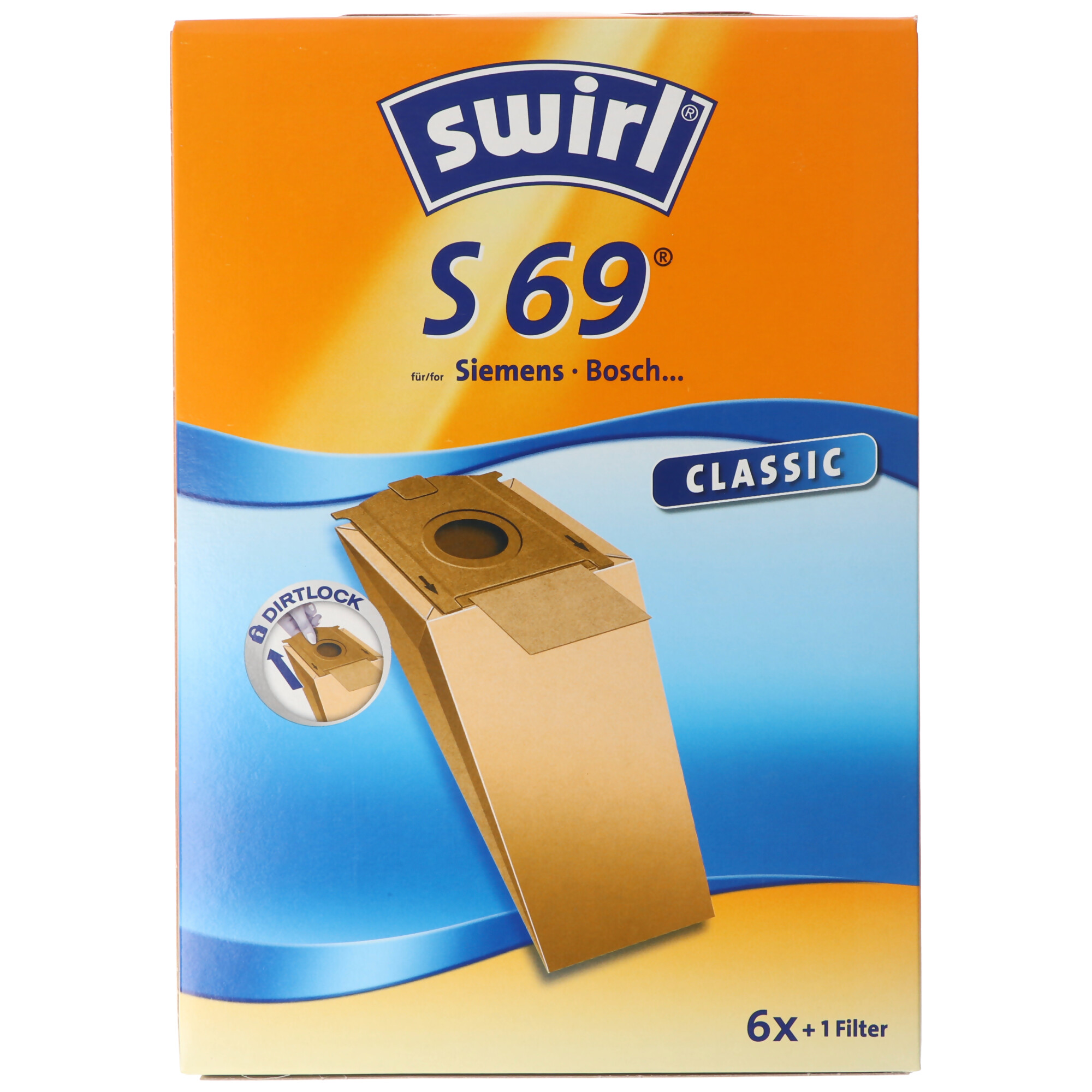 Swirl Staubsaugerbeutel S69 Classic aus Spezialpapier für Siemens und Bosch Staubsauger