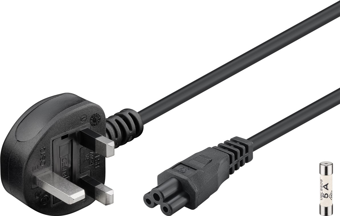 Goobay UK - Geräte Anschlusskabel, 1,8 m, Schwarz - UK 3-Pin-Stecker (Typ G, BS 1363) > Gerätekupplung C5