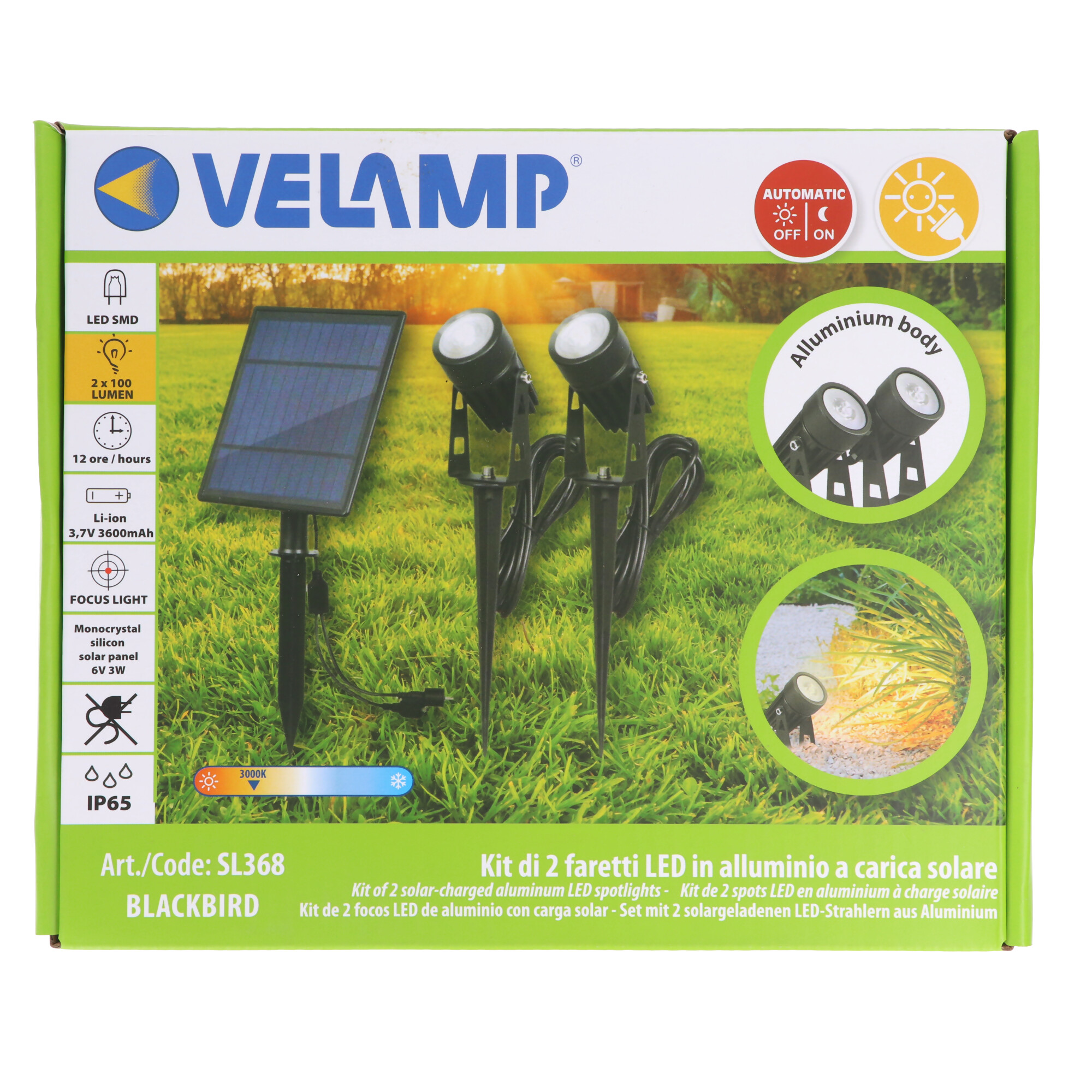 Velamp BLACKBIRD: 2 Außenstrahler mit Solarpanel. 3000K