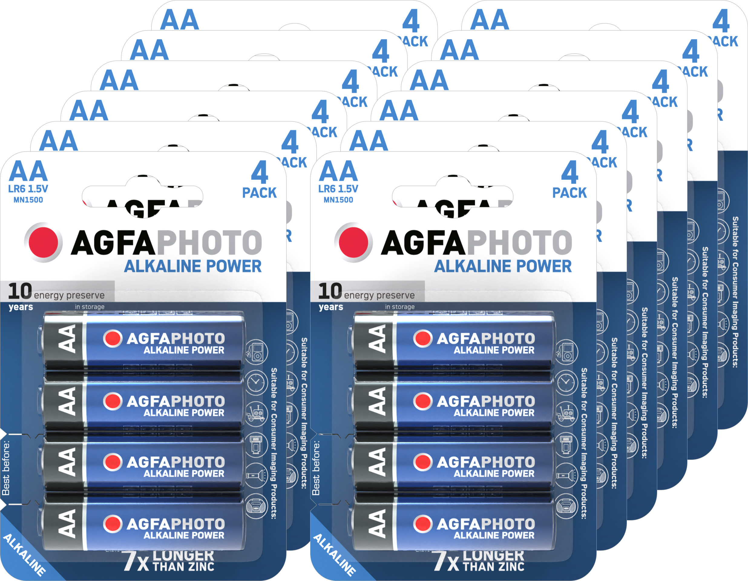Agfaphoto Batterie Alkaline, Mignon, AA, LR06, 1.5V Karton (48-Pack)