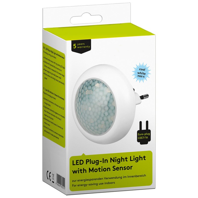 LED Nachtlicht rund mit Infrarot Bewegungsmelder, Dämmerungssensor