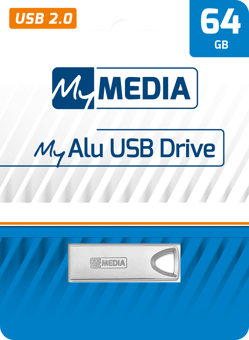 Mymedia USB 2.0 Stick 64GB, My Alu, silber Retail-Blister