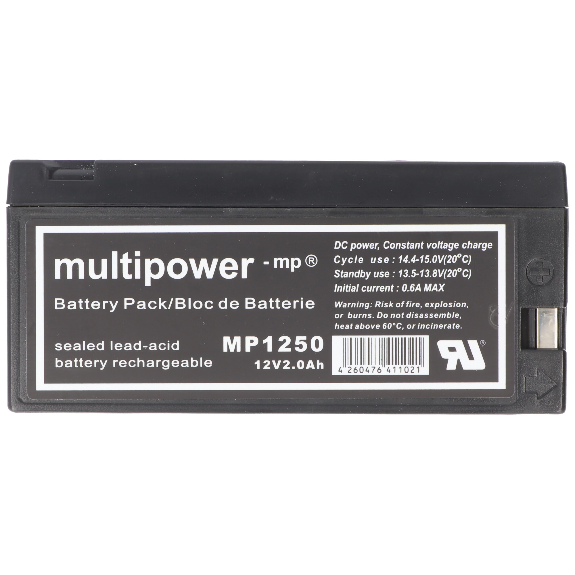 Multipower MP1250 12V 2Ah ersetzt LC-SD122PG Bleiakku AGM Blei Gel Akku