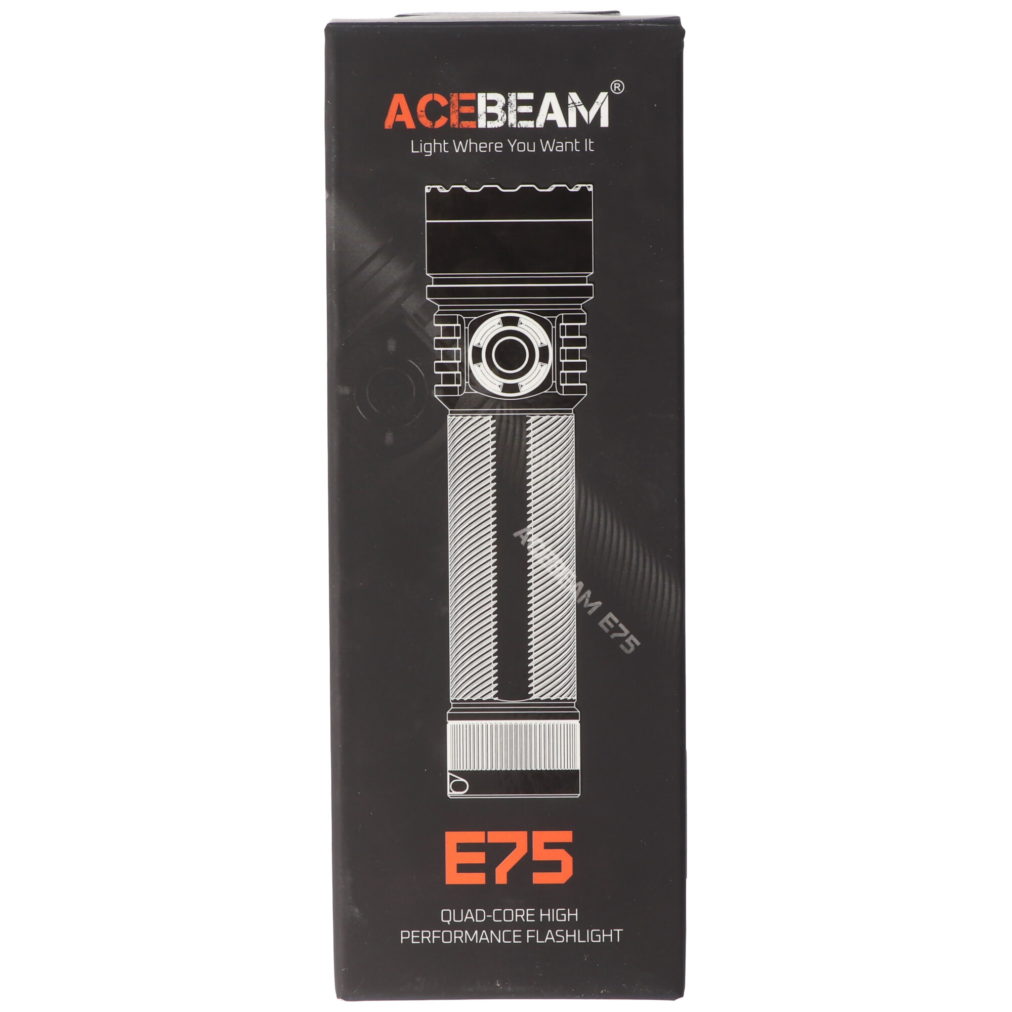 AceBeam E75 Quad Core LED Taschenlampe grün, 6.500K, bis zu 4.500 Lumen Helligkeit, inklusive 21700 5000mAh Li-Ion Akku