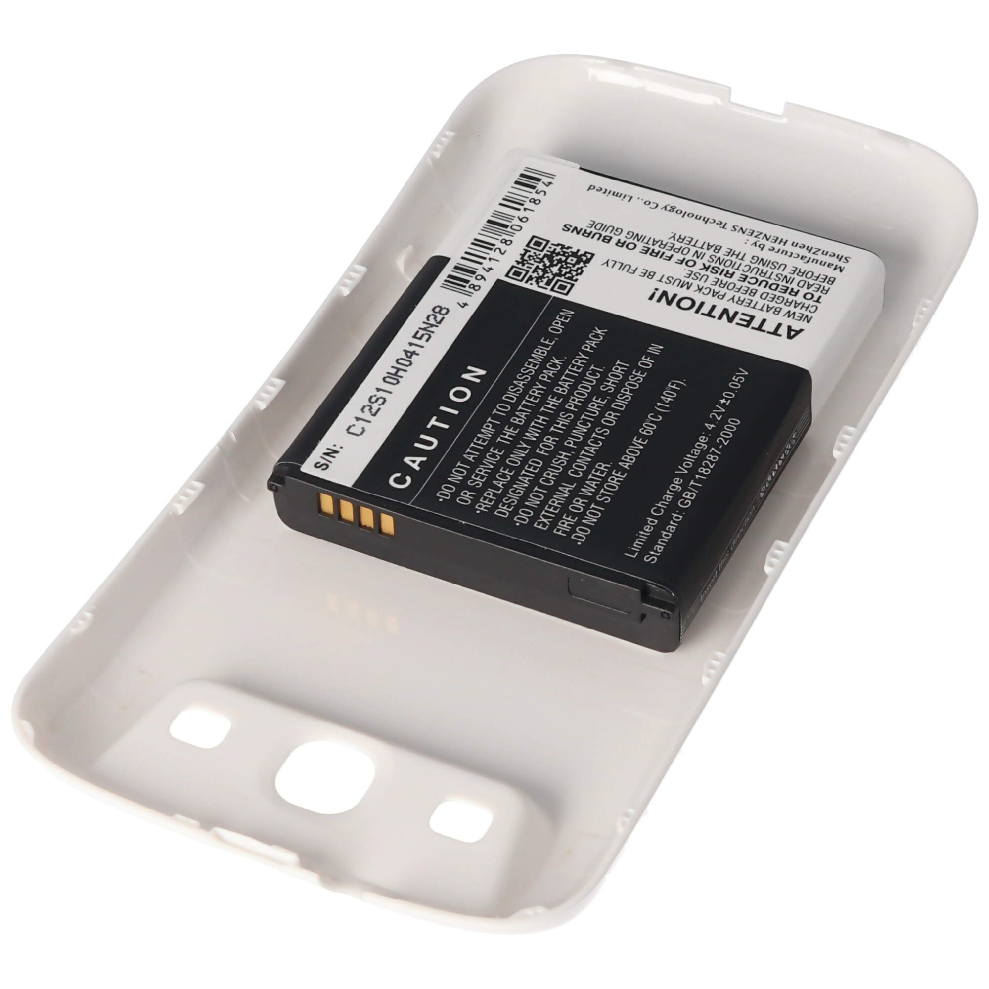 Akku passend für Samsung Galaxy S III, Samsung GT-I9300, Deckel marble-white 3300mAh