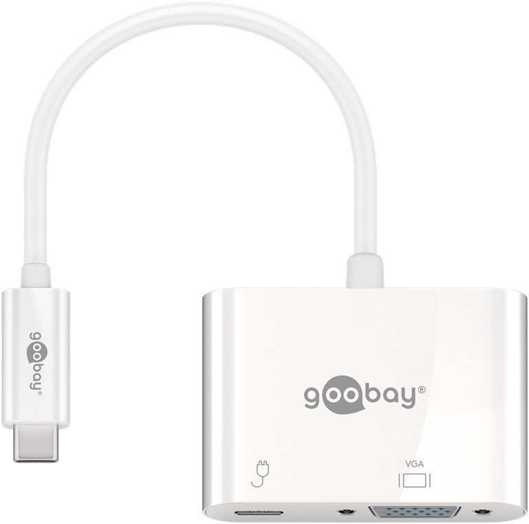 Goobay USB-C™-Adapter VGA, PD, weiß - erweitert ein USB-C™ Gerät um einen VGA-Anschluss