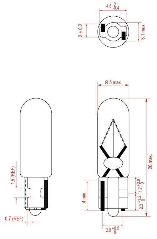 100 Stück Goobay T5 Glassockel-Glühlampe, 1,2 W - W2×4,6d, 12 V (DC), 100 mA