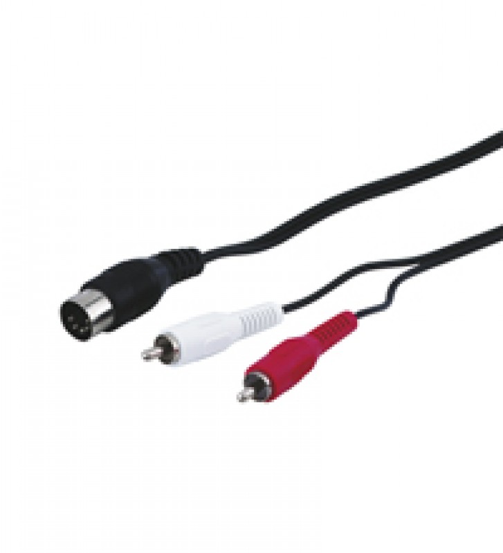 Audio-Video-Kabel 1,5 m 5-polig DIN-Stecker > 2 x Cinch-Stecker