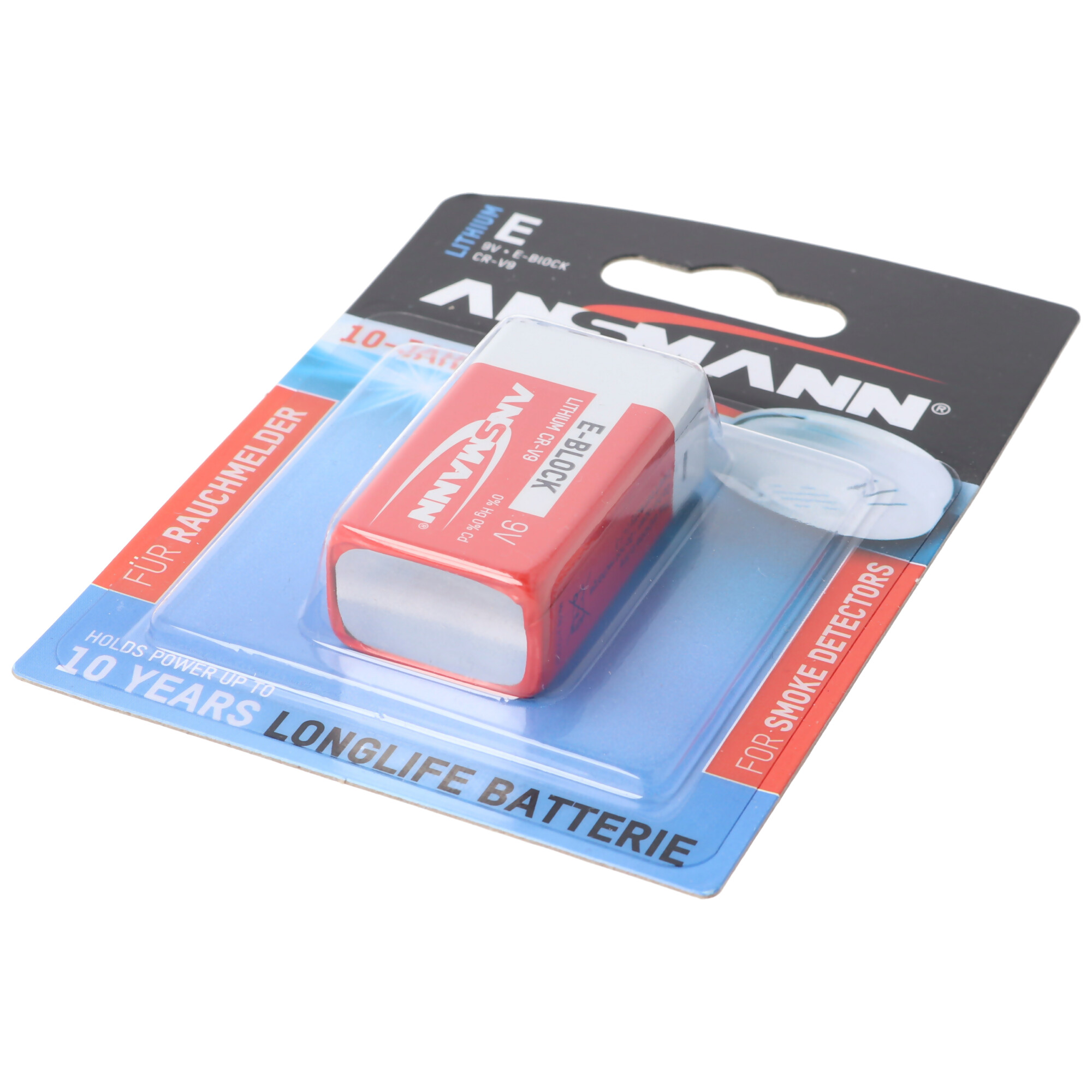 Lithium Batterie für Rauchmelder 9V E-Block speziell für Rauchwarnmelder