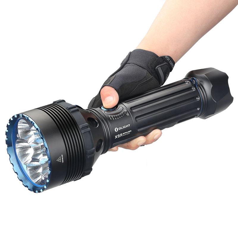 Olight X9R Marauder LED-Taschenlampe mit bis zu 25000 Lumen extra hell, inklusive Akku und Ladegerät