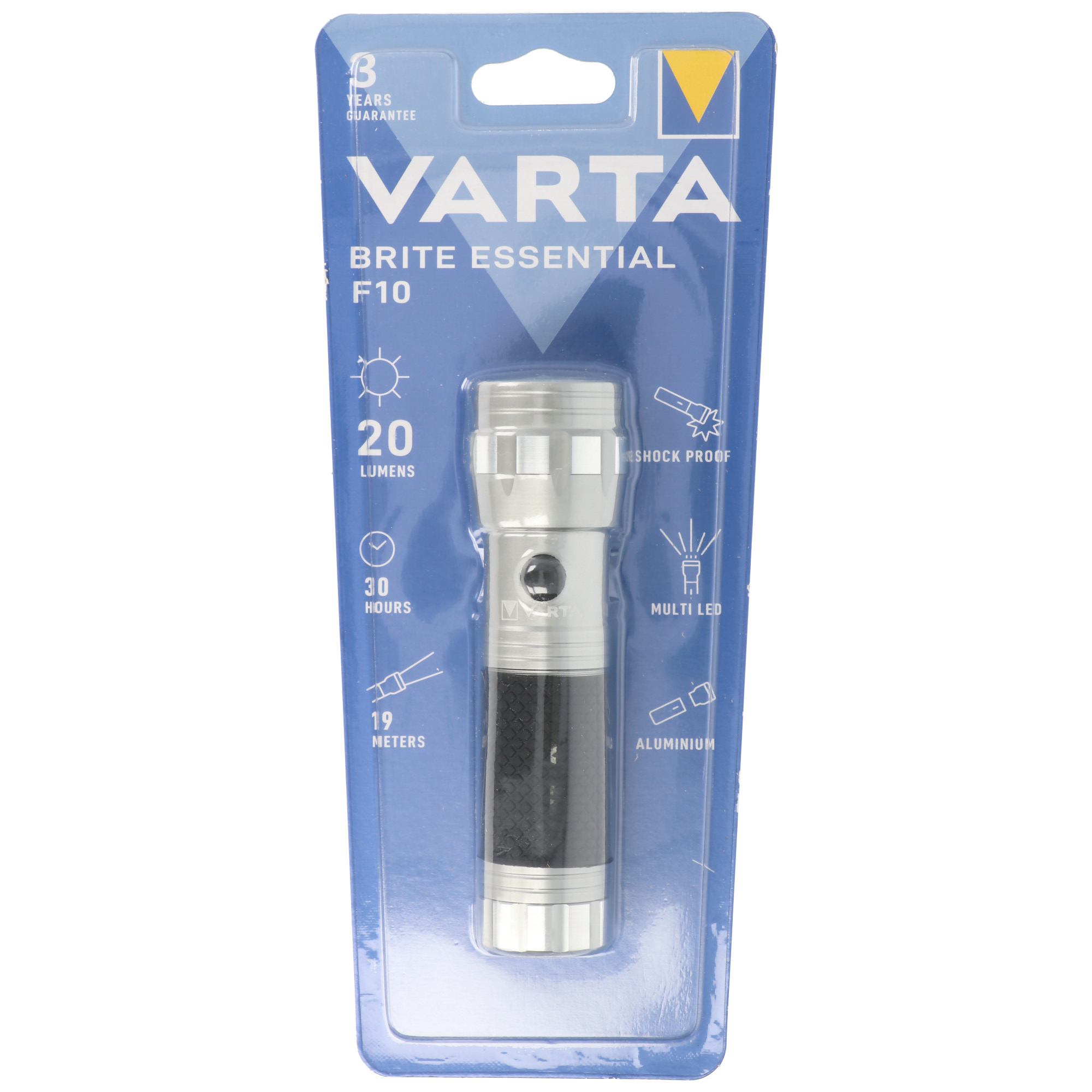 Varta LED Taschenlampe Brite Essential F10 20lm, exkl. 3x Batterie Micro AAA, Retail Blister