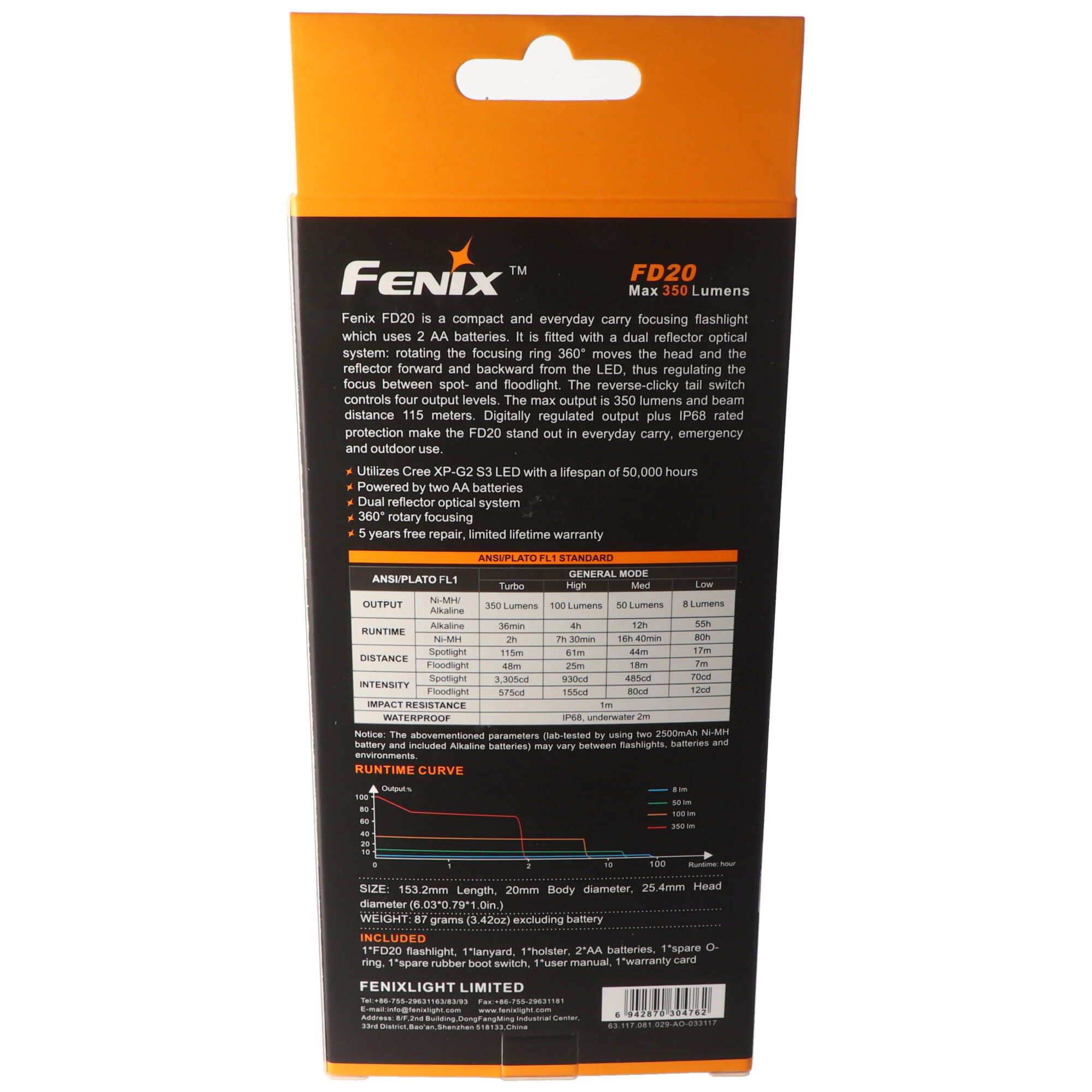 Fenix FD20 Cree XP-G2 S3 LED Taschenlampe mit drehbarer Fokussierung