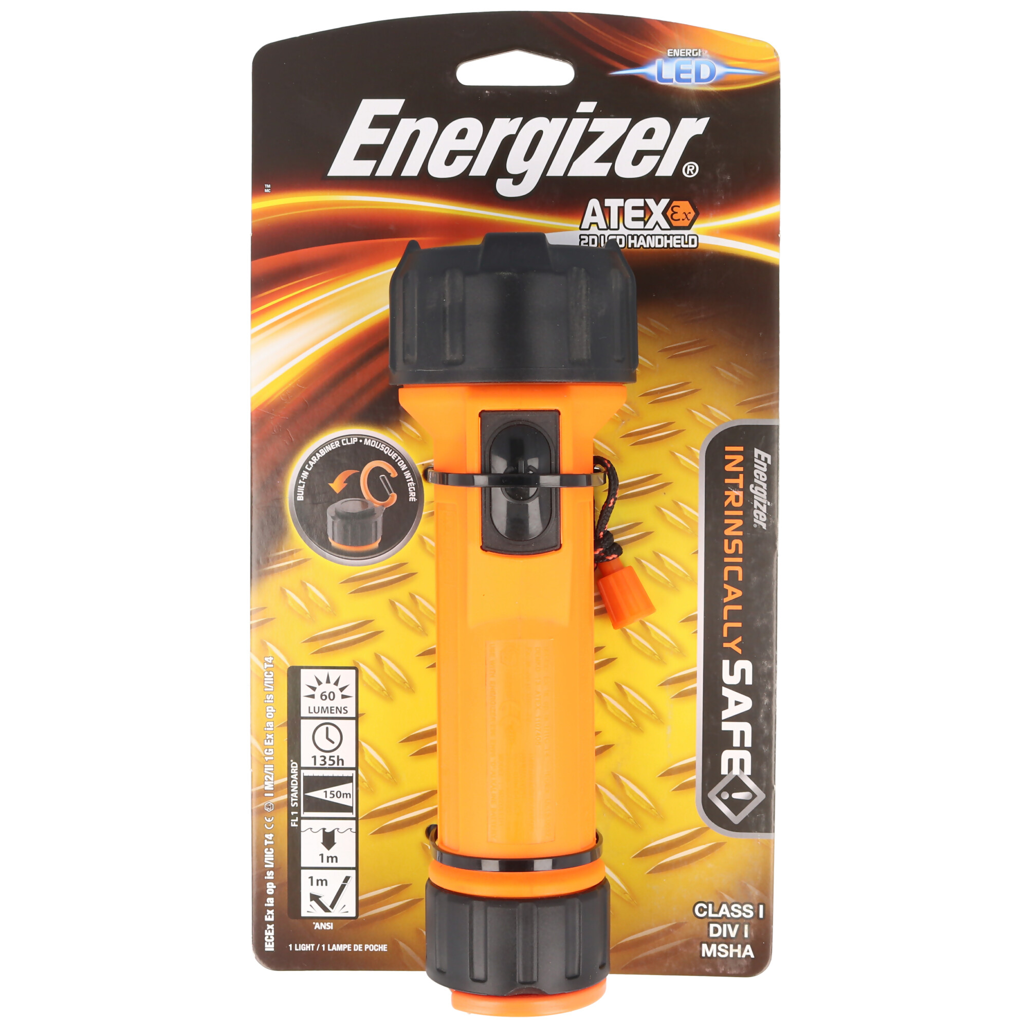 Energizer 2D ATEX - Taschenlampe - LED - weißes Licht - Schwarz, Sicherheitsorange