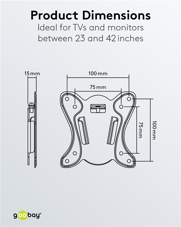 Goobay TV-Wandhalterung Basic Fix (Größe S) - Halterung für Fernseher und Monitore zwischen 23 und 42 Zoll (58-107 cm) bis 25 kg