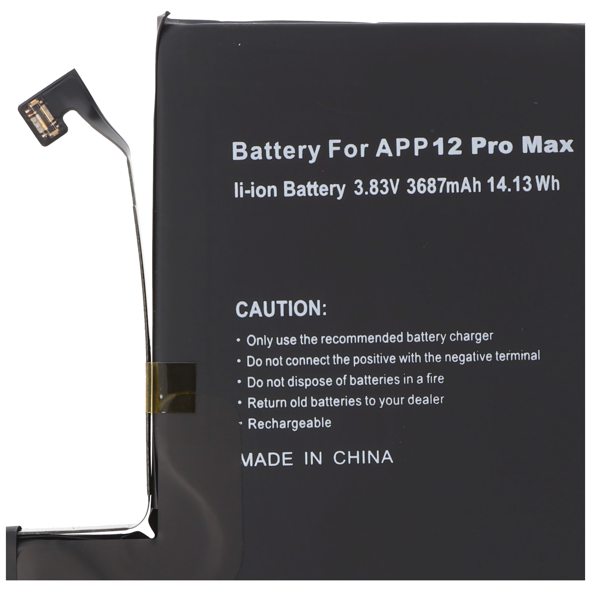 Akku passend für Apple iPhone 12 Pro Max, Li-Polymer, 3,83V, 3687mAh, 14,13Wh, built-in, ohne Werkzeug