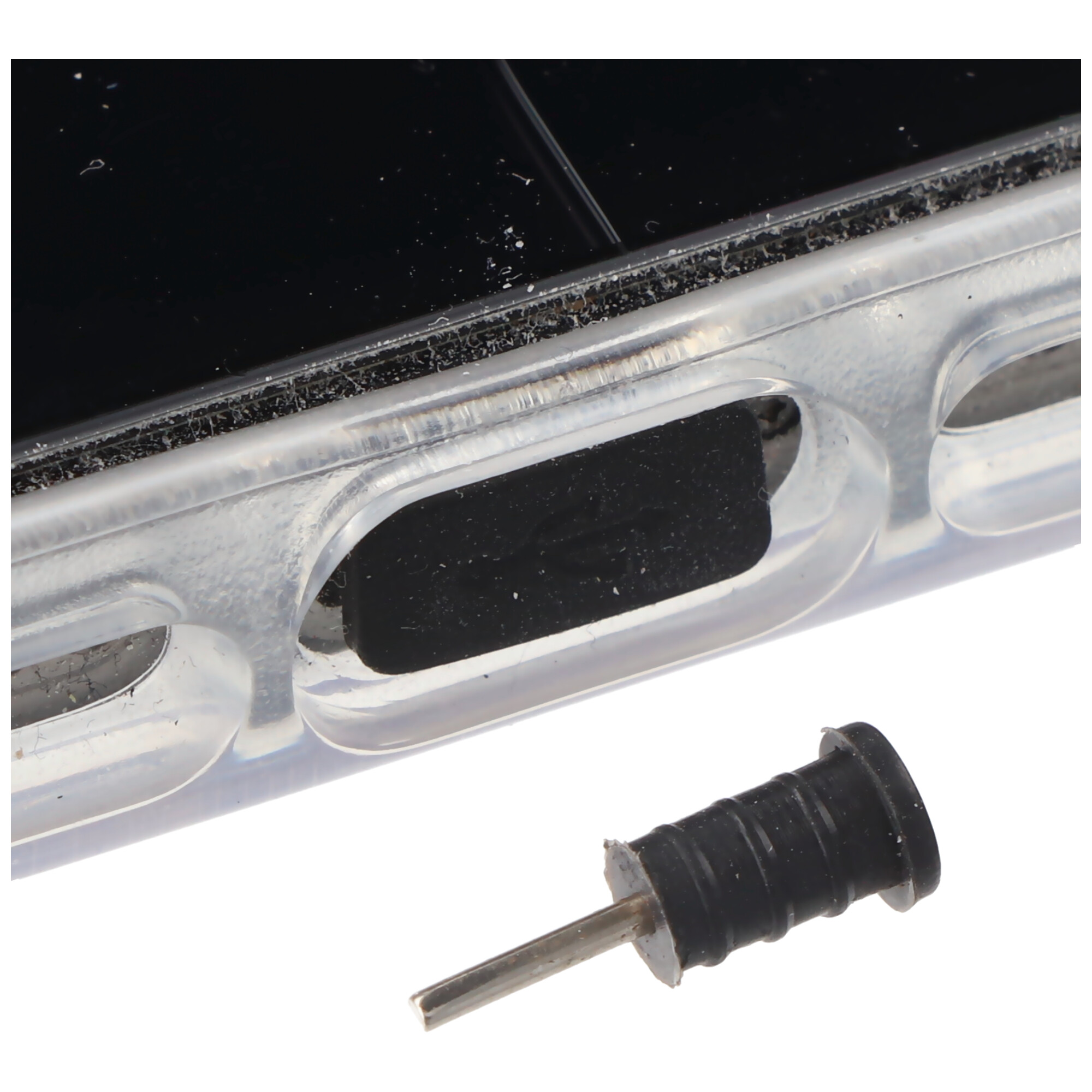 AccuCell Staubschutz-Kappen Set für USB Type C (USB-C) &  Kopfhörer-Anschluss schwarz