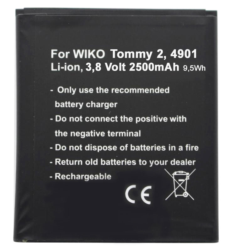 Wiko Tommy 2 Akku, Wiko Akku 4901 3,8 Volt 2500mAh 70,3 x 60,1 x 4,4mm