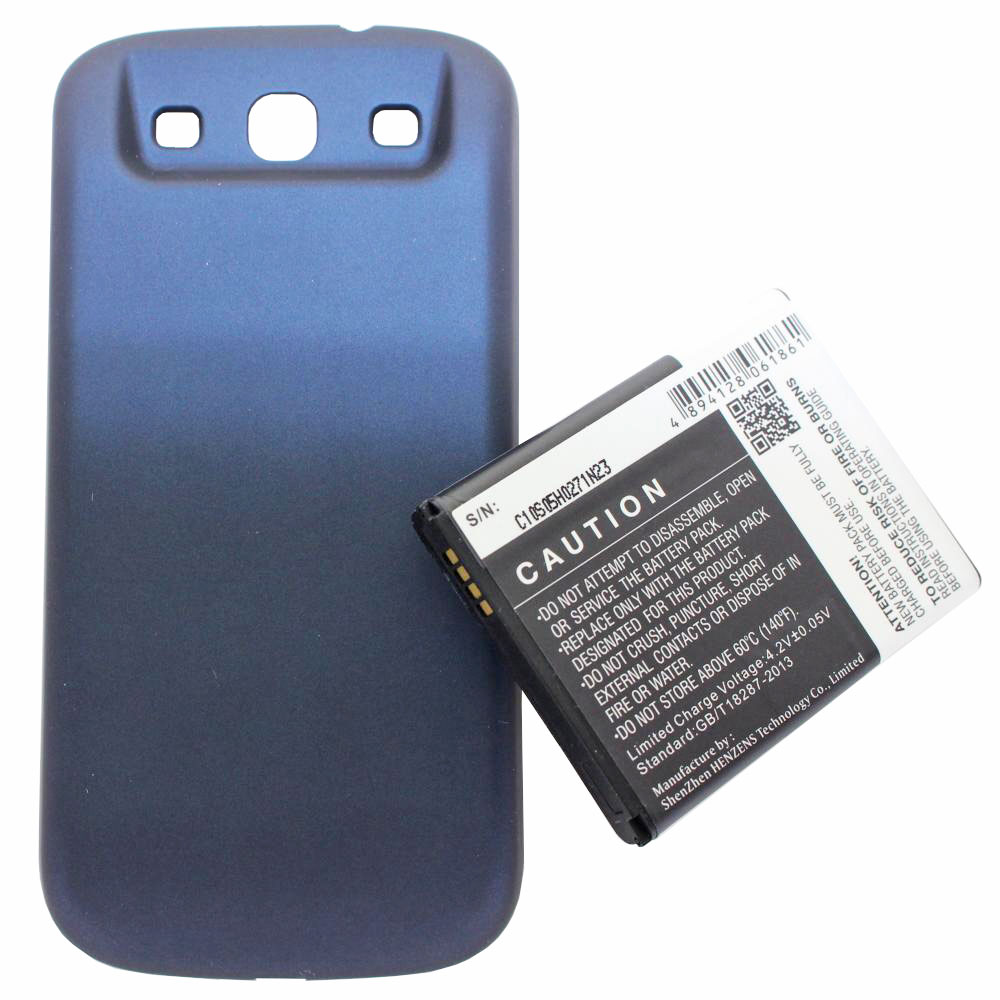 Akku passend für den Samsung Galaxy S III Akku mit Zusatzdeckel für GT-I9300, Deckel Farbe pepple-blue