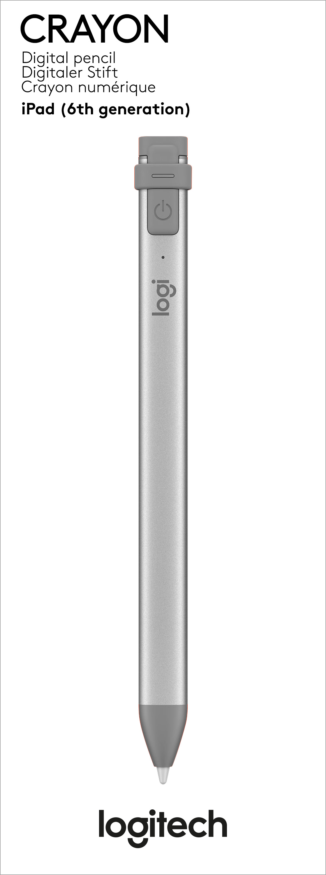 Logitech Digital Pen CRAYON, Lightning, Wireless, silber-grau für Apple iPad, iPad Mini/Air/Pro ab 2018, Retail