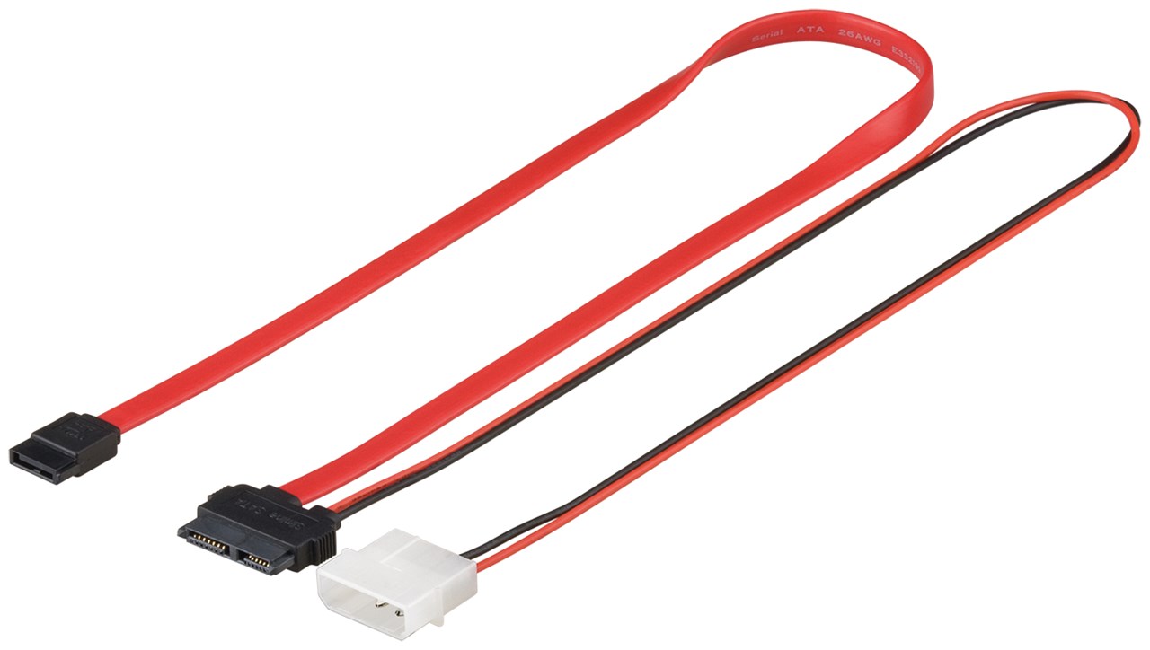 Goobay HDD S-ATA SlimLine Kabel 1,5 Gbit/s/3 Gbit/s 2in1 - SATA Slimline Stecker > SATA L-Typ Stecker