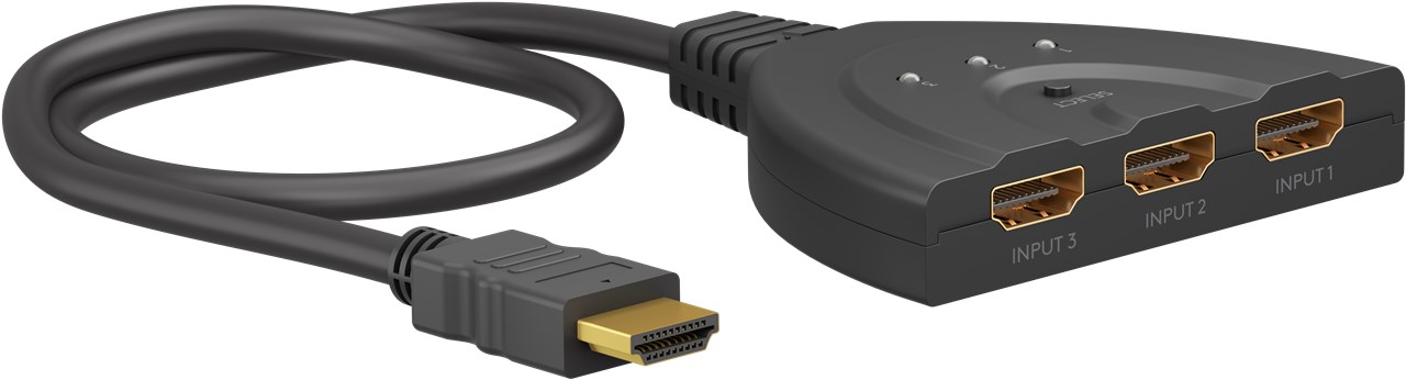 Goobay HDMI™-Umschaltbox 3 auf 1 (4K @ 30 Hz) - zum Umschalten zwischen 3x HDMI™-Geräten angeschlossen an 1x HDMI™-Display
