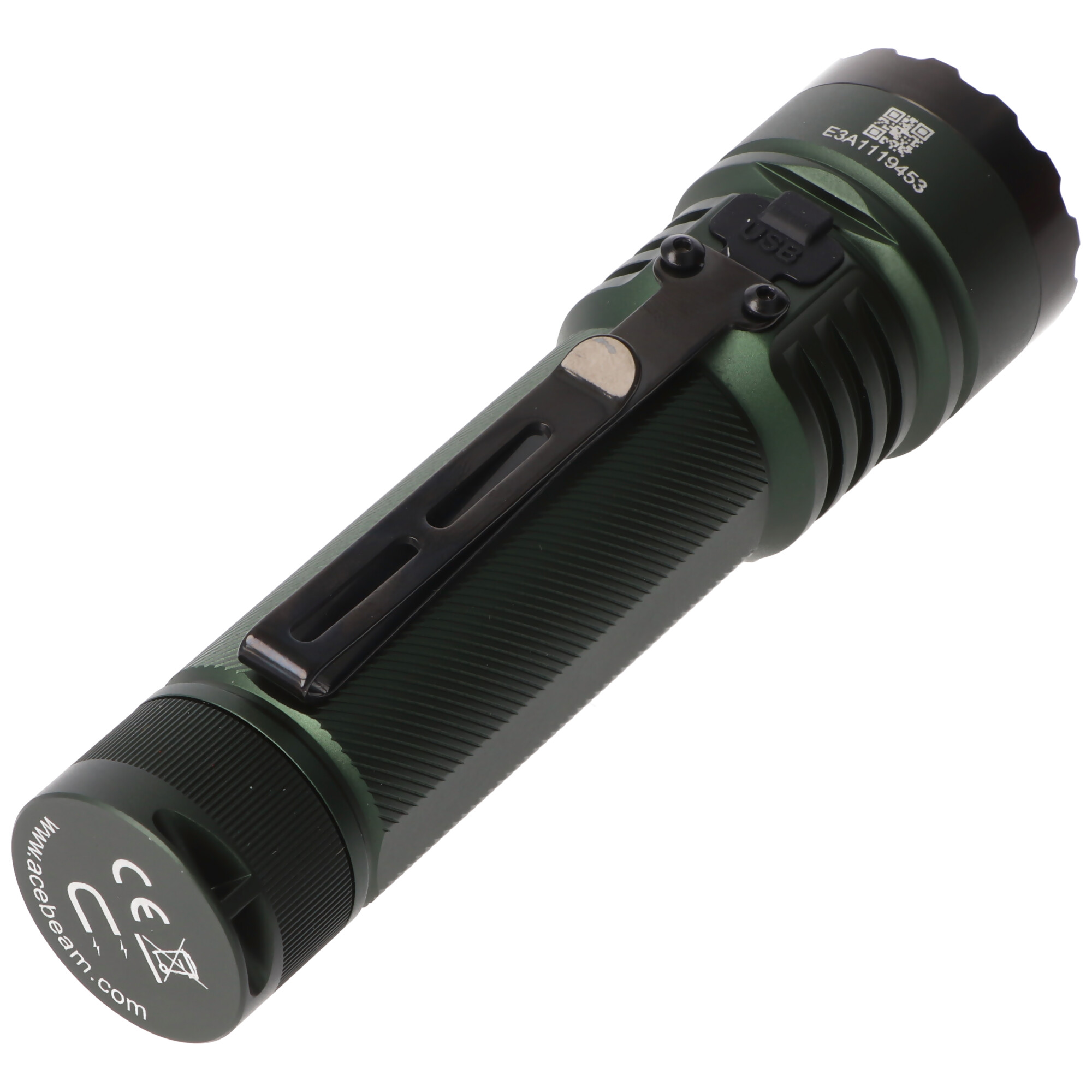 AceBeam E75 Quad Core LED Taschenlampe grün, 6.500K, bis zu 4.500 Lumen Helligkeit, inklusive 21700 5000mAh Li-Ion Akku