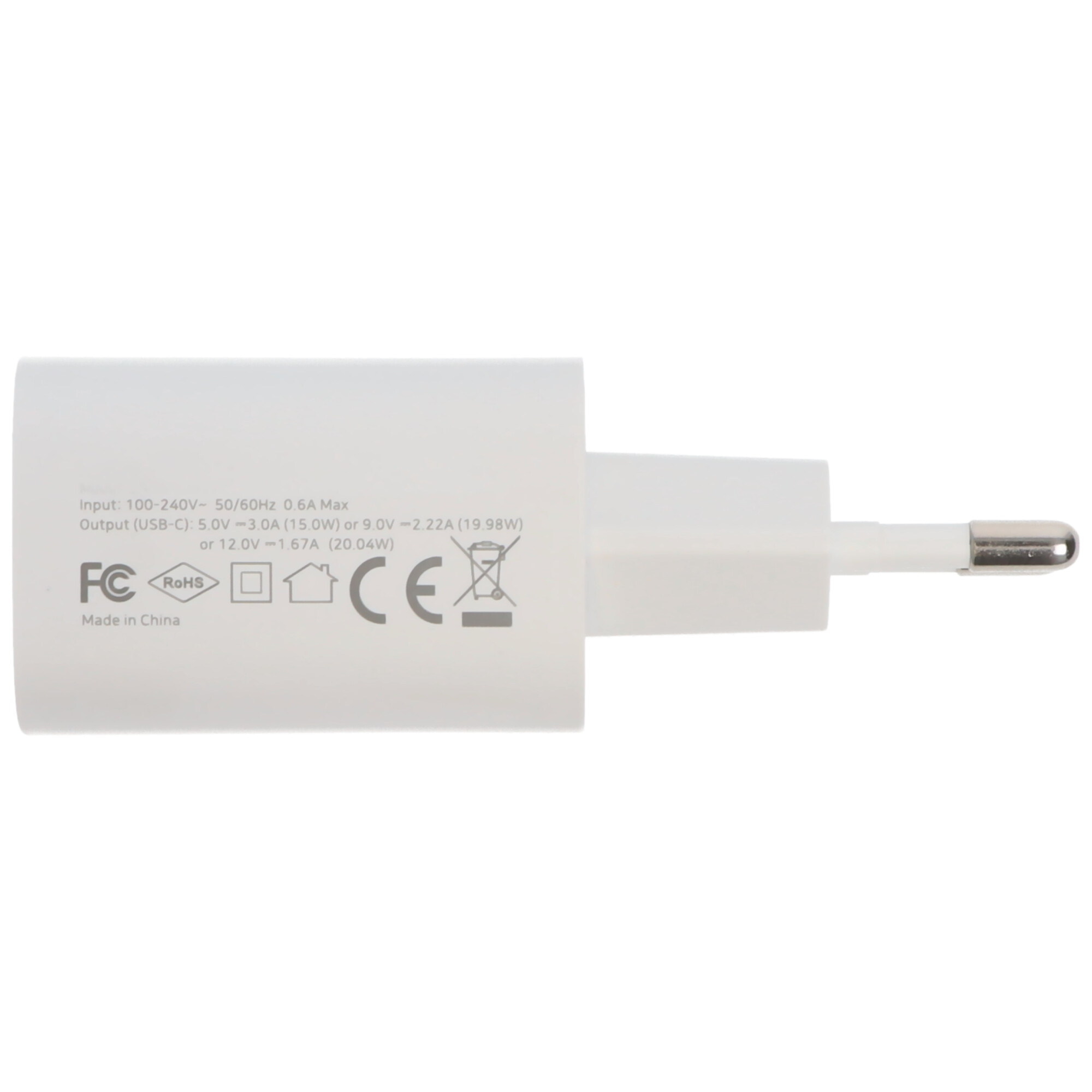 USB-C Schnell-Ladegerät max. 20W, 5V, 9V oder 12 Volt, weiss