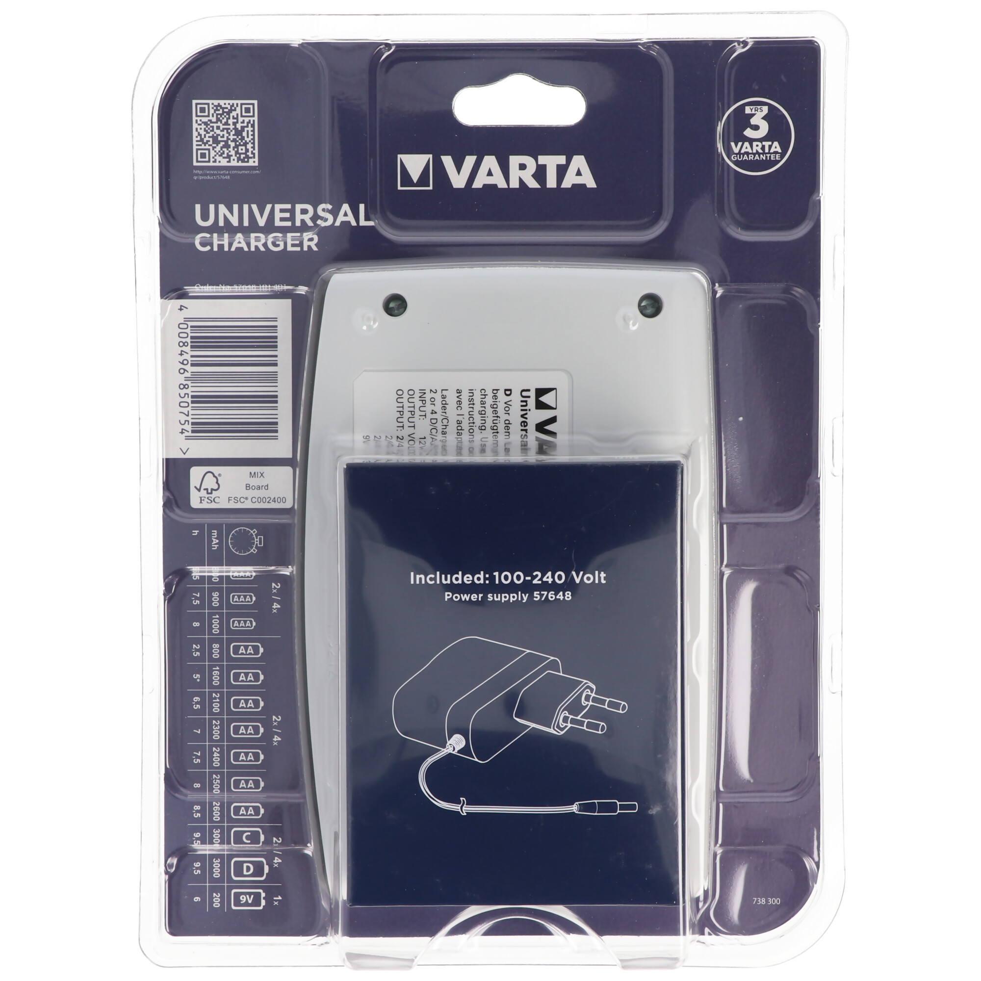 Varta Easy Energy Universal Charger für AAA, AA, C, D, 9V Akku 4008496850754