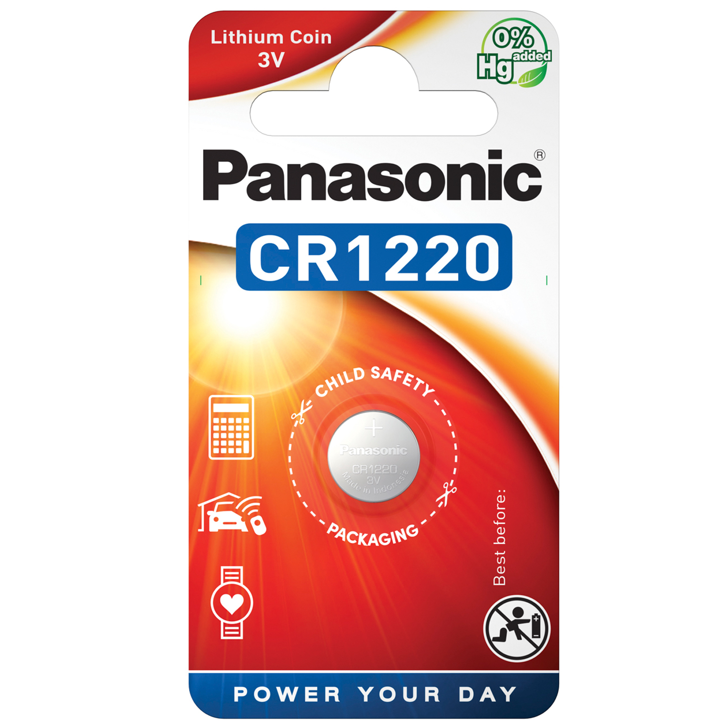 Panasonic CR1220 Lithium Power Knopfzelle CR1220EL/1B