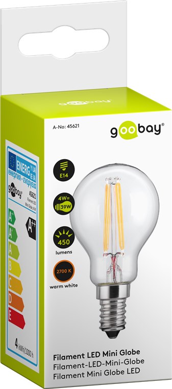 Goobay Filament-LED-Mini-Globe, 4 W - Sockel E14, warmweiß, nicht dimmbar