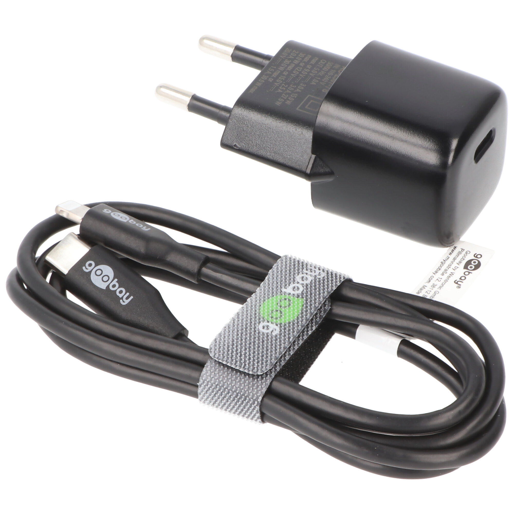 Goobay Lightning/USB-C™ PD-Ladeset 30 W, USB-C™ Netzteil 30 W inklusive USB-C™ auf Lightning  Kabel für z.B. iPhone 12